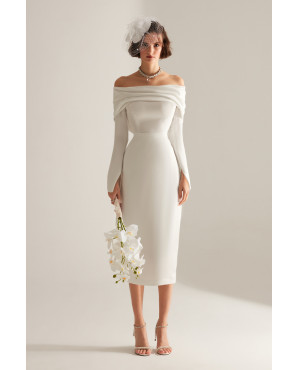 Off-shoulder pencil skirt dress TB1500