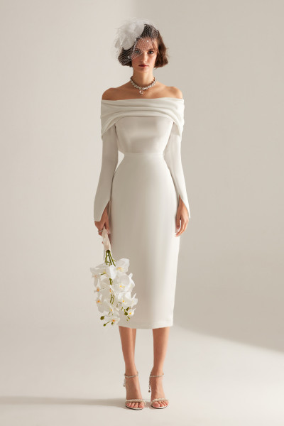 Off-shoulder pencil skirt dress TB1500 Off-shoulder pencil skirt dress TB1500