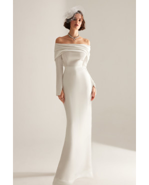 Clara dress with low shoulder and fishtail skirt TB1495