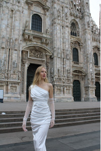 White satin evening dress TB1496