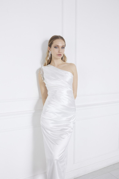 White satin evening dress TB1496