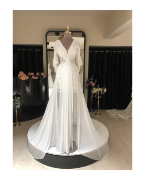 Broken white chiffon bridal gown for women TB1560