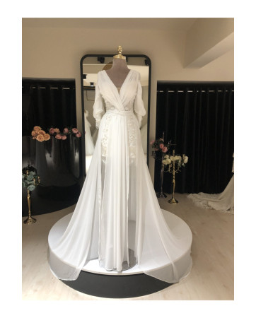 Broken white chiffon bridal gown for women TB1560