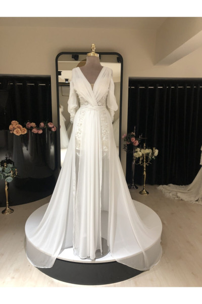 Broken white chiffon bridal gown for women TB1560 Broken white chiffon bridal gown for women TB1560