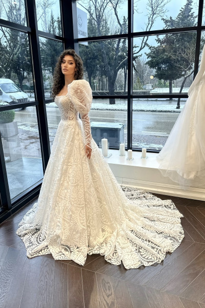 Wedding dress with balloon sleeves TB1442 Wedding dress with balloon sleeves TB1442