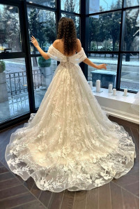 Short organza high-neck wedding dress TB1455