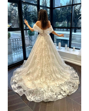 Short organza high-neck wedding dress TB1455