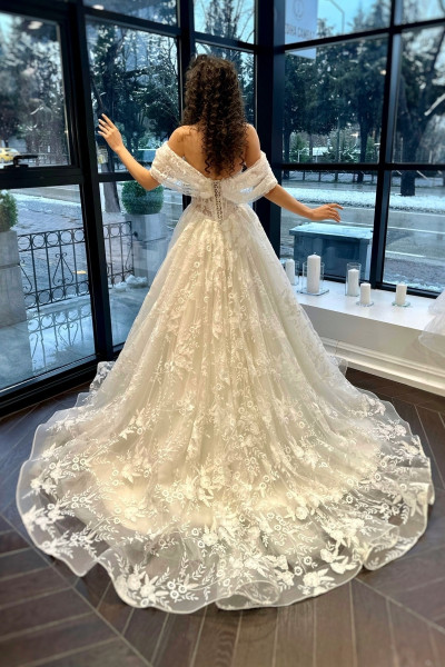 Short organza high-neck wedding dress TB1455 Short organza high-neck wedding dress TB1455