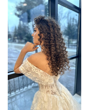 Short organza high-neck wedding dress TB1455