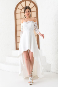 Asymmetric white wedding dress TB1523