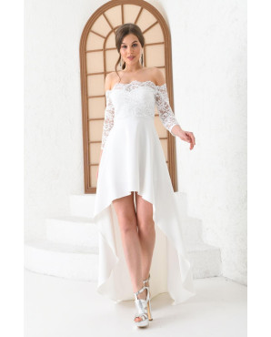 Asymmetric white wedding dress TB1523