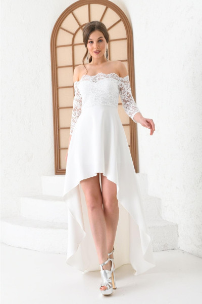 Asymmetric white wedding dress TB1523 Asymmetric white wedding dress TB1523