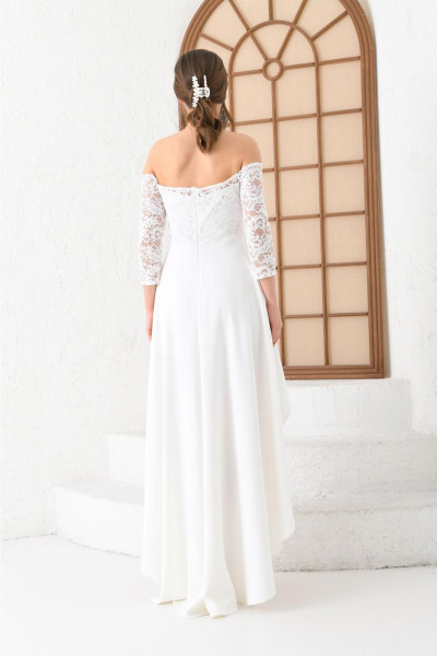 Asymmetric white wedding dress TB1523