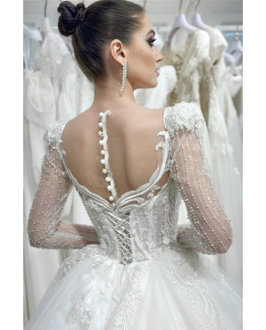 Princess style wedding dress with sweetheart neckline and lace model TB1452