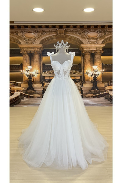 Wedding dress with bow on the shoulder TB1554 Wedding dress with bow on the shoulder TB1554