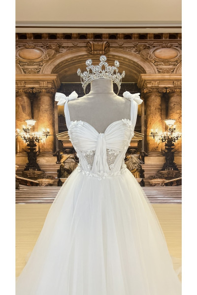 Wedding dress with bow on the shoulder TB1554