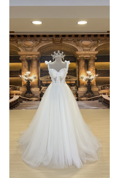 Wedding dress with bow on the shoulder TB1554