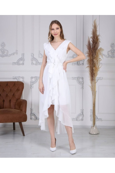 Plus size ruffled chiffon white wedding dress TB1522 Plus size ruffled chiffon white wedding dress TB1522