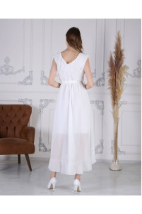 Plus size ruffled chiffon white wedding dress TB1522