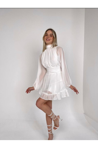 Sleeveless chiffon mini dress with back details TB1505 Sleeveless chiffon mini dress with back details TB1505