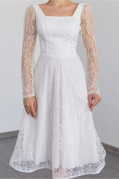 Midi dress, long sleeves, sequin embellished, model TB1502