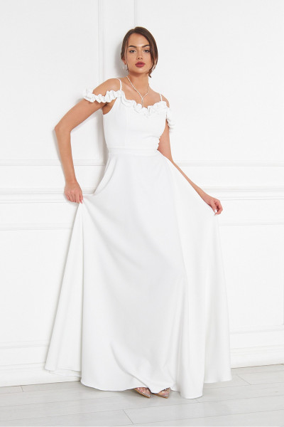 Adjustable ruffled woven fabric cocktail dress TB1546