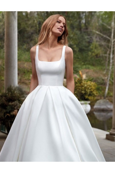 Satin wedding dress with straps TB1440