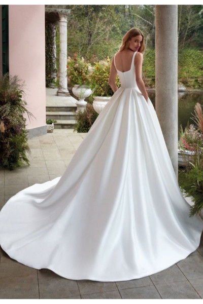 Satin wedding dress with straps TB1440