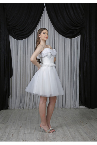 Short neckline wedding dress TB1415