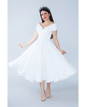 Off-shoulder dress, white evening dress TB1501