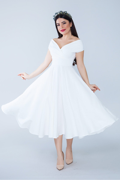 Off-shoulder dress, white evening dress TB1501 Off-shoulder dress, white evening dress TB1501