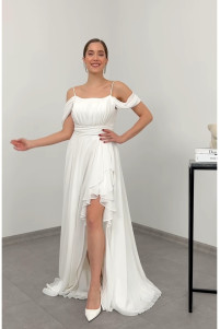 Thin strapped long wedding dress TB1543