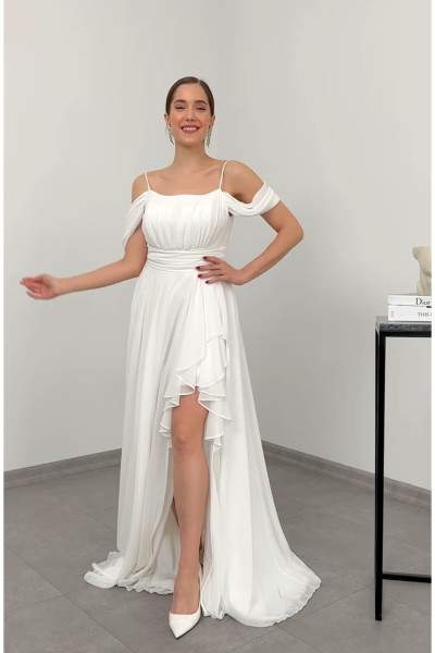 Thin strapped long wedding dress TB1543 Thin strapped long wedding dress TB1543