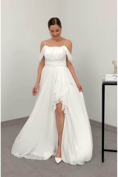 Thin strapped long wedding dress TB1543