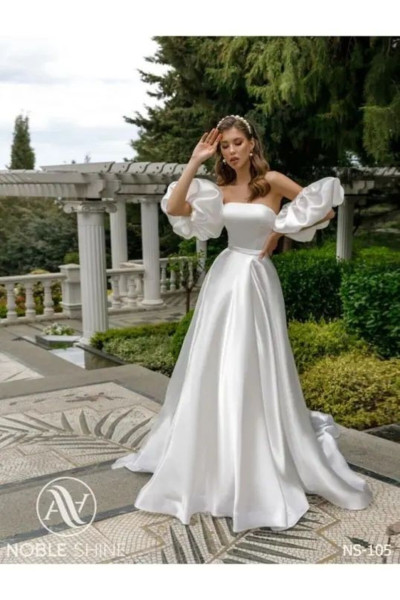 Satin wedding dress with puffy stain TB1399 Satin wedding dress with puffy stain TB1399