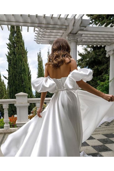 Satin wedding dress with puffy stain TB1399
