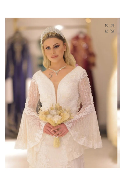 Wedding dress with long sleeve lace TB1426