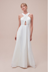 Long satin halter neck wedding dress TB1422