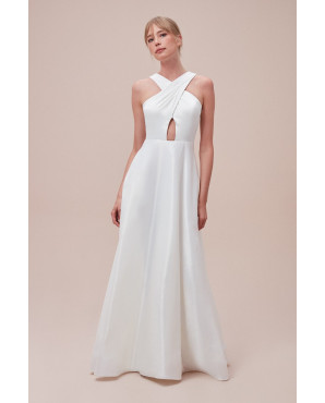 Long satin halter neck wedding dress TB1422