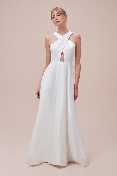 Long satin halter neck wedding dress TB1422 Long satin halter neck wedding dress TB1422
