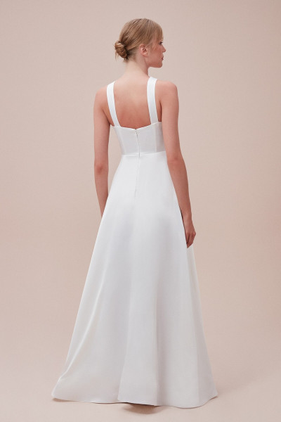 Long satin halter neck wedding dress TB1422