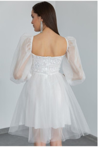 Lace mini tulle white wedding dress TB1547