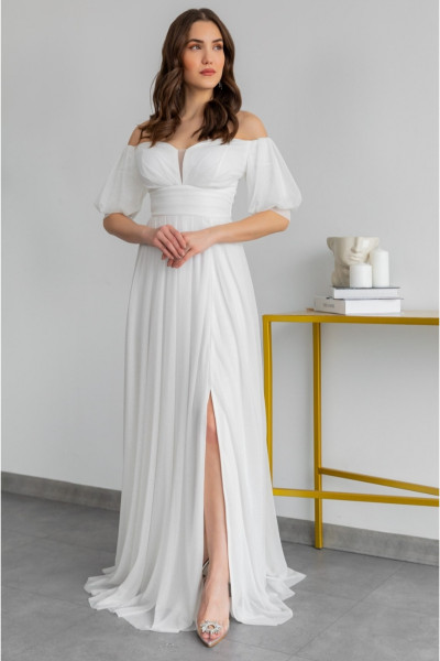 Shimmering white wedding dress TB1389