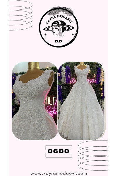 Wedding dress with wide straps TB1406