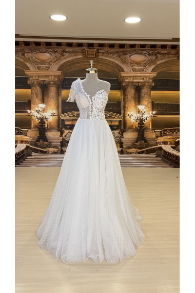 One-piece wedding dress with polka dot skirt TB1408 One-piece wedding dress with polka dot skirt TB1408