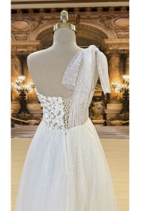 One-piece wedding dress with polka dot skirt TB1408