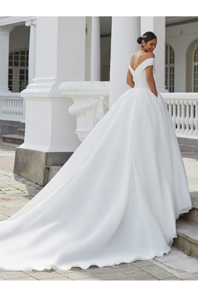 Satin wedding dress with embroidery waist TB1439