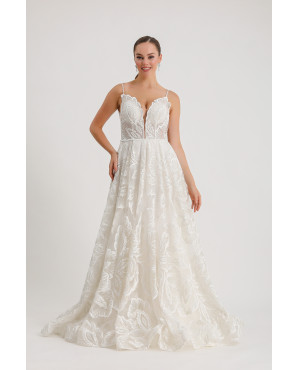 White silk tulle Italian wedding dress TB1468