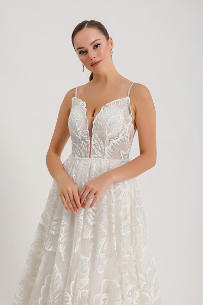 White silk tulle Italian wedding dress TB1468