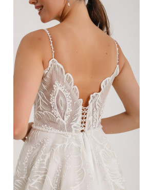 White silk tulle Italian wedding dress TB1468